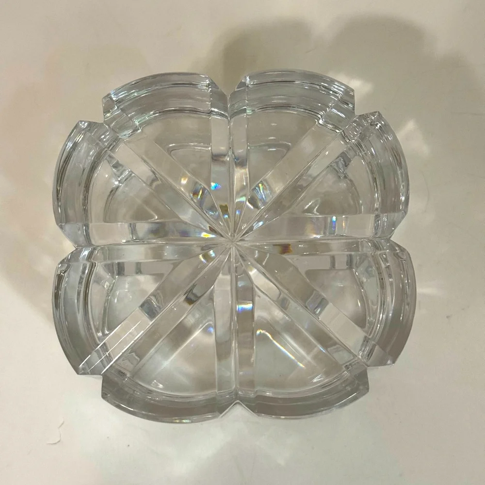 Vintage Mikasa Heavy Crystal Trinket Box Cut Glass Dish 4”